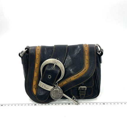 Dior Vintage Gaucho Mini Black Leather Crossbody Bag-Luxbags