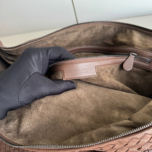 Bottega Veneta Maxi Convertible Tote Bag Hobo Chocolate Brown Leather Two-way Carry 50cm