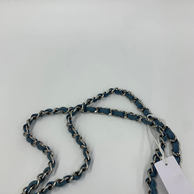 Chanel Timeless Classic Flap Medium Light Blue Caviar Leather Silver Hardware