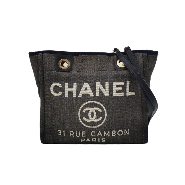 Chanel North South Deauville Tote Small Navy Denim Top Handle Shoulder Bag, 2012-2013