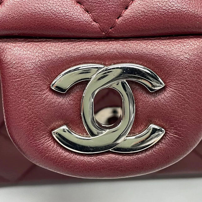 Chanel Classic Flap Rectangular Mini Burgundy Lambskin Silver HW, 2019