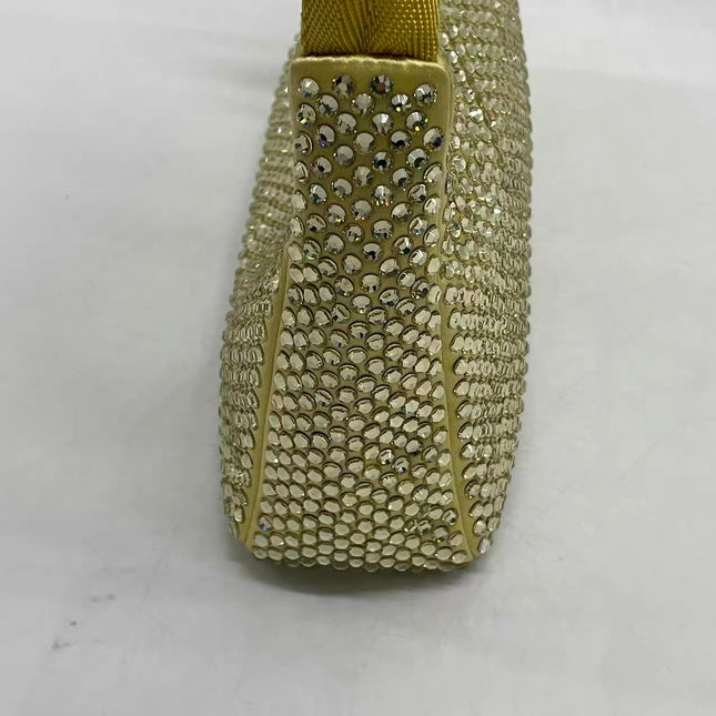 Prada Re-Edition 2000 Mini Yellow Glitter Nylon Shoulder Bag