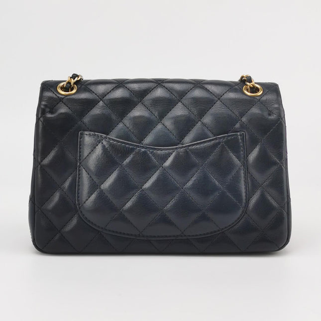 Chanel Rock The Corner Mini Flap Bag Navy Calfskin Leather Gold Hardware Corners 2017-18