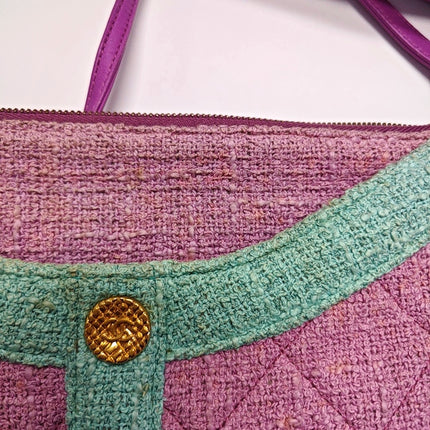 Chanel Large Girl Jacket Bag Lilac Tweed Shoulder Bag 2015