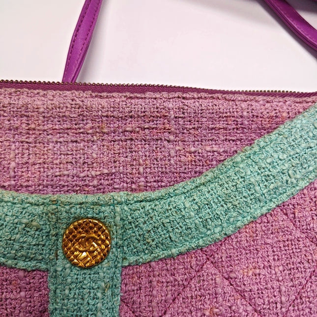 Chanel Large Girl Jacket Bag Lilac Tweed Shoulder Bag 2015