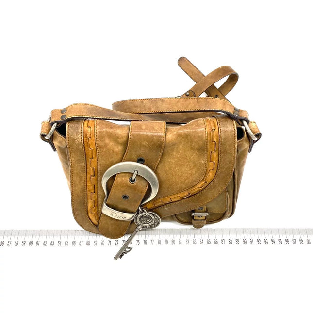 Dior Vintage Gaucho Mini Brown Leather Crossbody Bag 2006