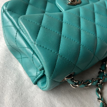 Chanel Classic Flap Mini Blue Lambskin Leather Gold Hardware 2014