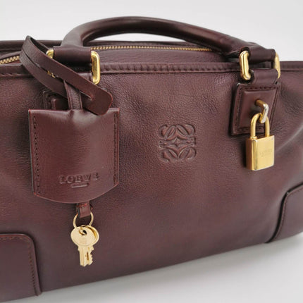 Sold Loewe Amazona 29 in Burgundy Calfskin Leather and Gold-tone Hardware
