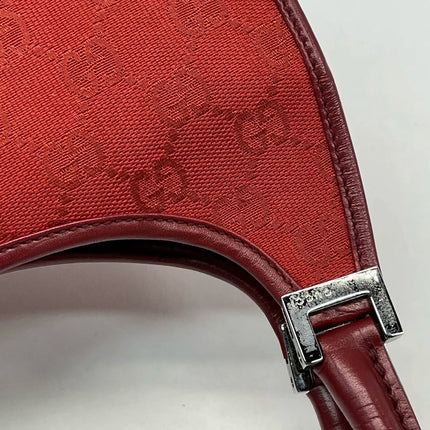 Gucci Jackie Vintage Red Monogram Fabric and Leather Shoulder Bag