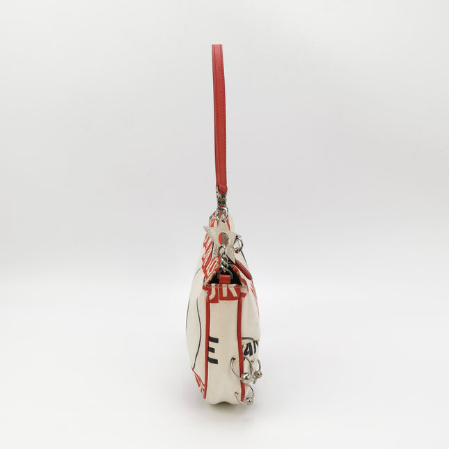 Dior Saddle Mini Classic Hardcore by John Galliano White Canvas Silver Hardware