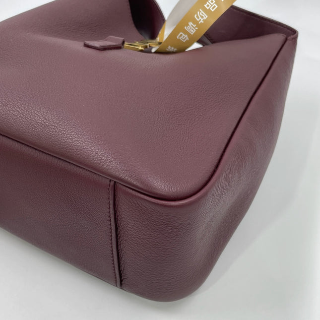 Yves Saint Laurent YSL Le 5 A 7 Hobo Small Burgundy Calfskin Shoulder Bag