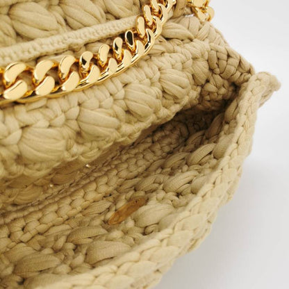 Bottega Veneta Classic Jersey Hand-crocheted Shoulder bag in Cane sugar with Gold Hardware