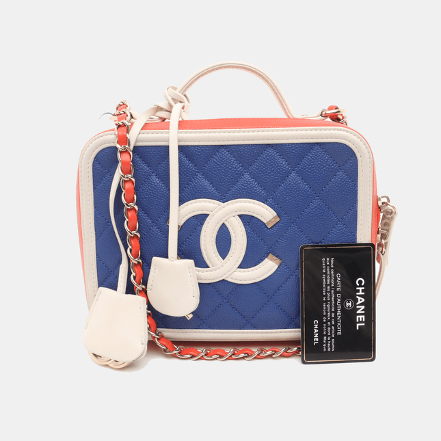 Chanel Filigree Medium Vanity Case Tricolor Caviar Leather, 2018-2019