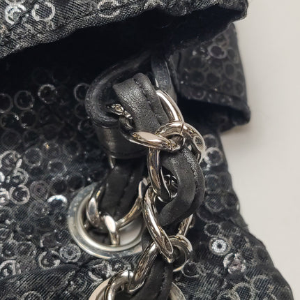 Chanel Black Mesh and Sequins Jumbo Maxi Classic Flap Silver Hardware 2008