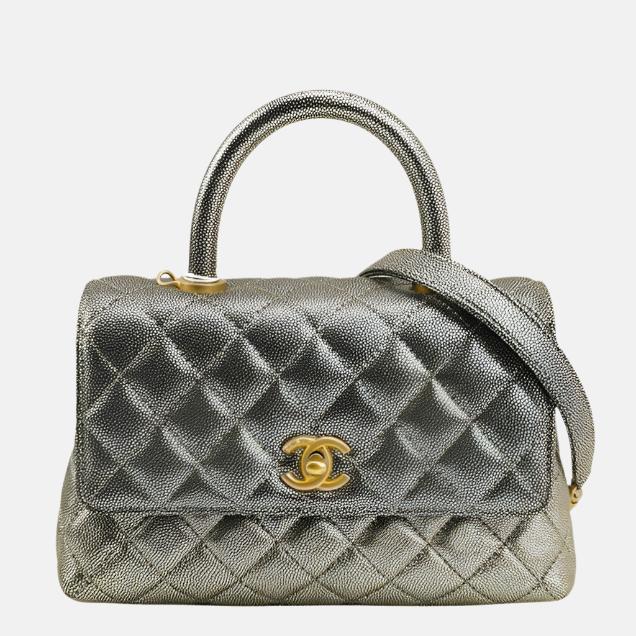 Chanel Coco Handle Small Metallic Caviar Leather Gold Hardware, 2019-Luxbags