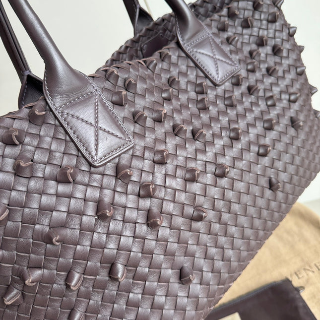 Sold Bottega Veneta Cabat Medium Intreccio Leather Tote Bag Dark Chocolate Brown