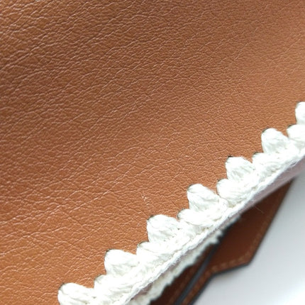 Loewe Puzzle Calfskin Crochet Trim Medium Caramel Tan Leather Bag
