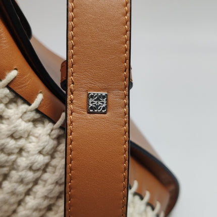 Loewe Hammock Small Brown Leather Knit Top Handle Crossbody Bag