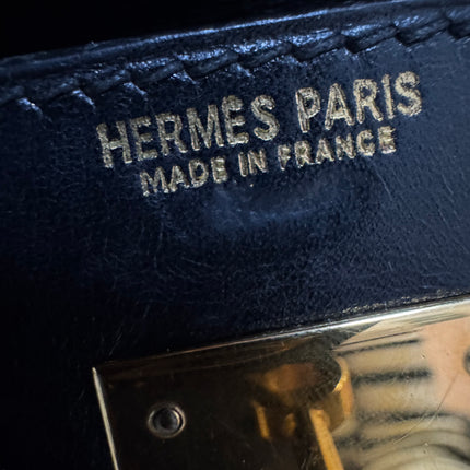 Hermès Kelly 32 Sellier Black Box Leather Gold Hardware with Strap