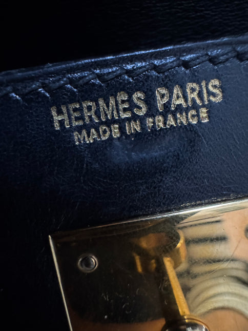 Hermès Kelly 32 Sellier Black Box Leather Gold Hardware with Strap