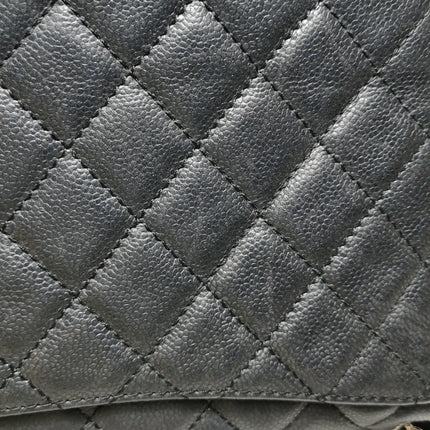 Chanel Classic Flap Maxi Black Soft Caviar Leather Silver-tone Hardware Giant CC Logo