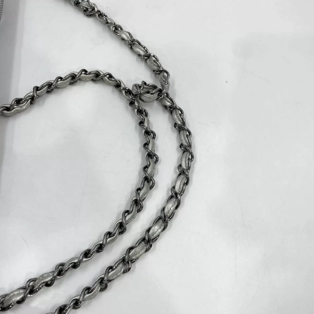 Chanel Ice Cube Chocolate Bar Classic Flap Metallic Silver PVC with Leather