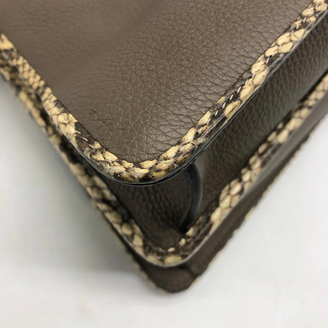 Fendi Peekaboo ISeeU Sellier Small Grey Leather with Python Skin Trimming