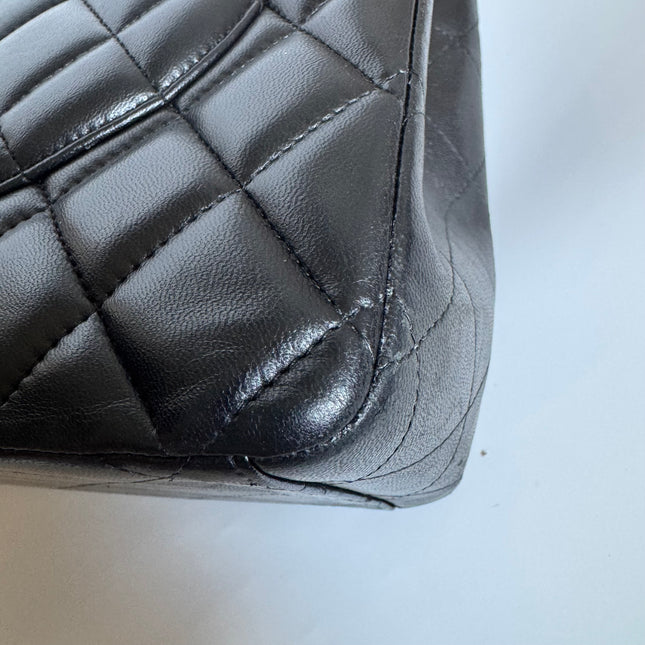 Chanel Classic Flap Maxi Black Lambskin Leather Double Flap with Gold-tone Hardware