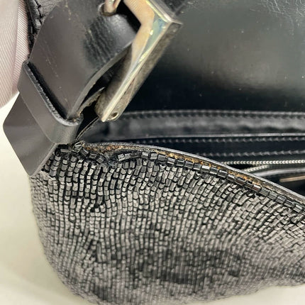Fendi Baguette Vintage Black Glitter Beads Shoulder Bag