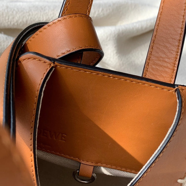 Loewe Hammock Mini Brown Leather Raffia Top Handle Crossbody Bag