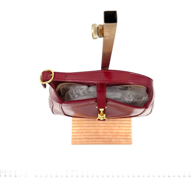 Sold Gucci Jackie 1961 Mini Burgundy Leather Bag with Adjustable Strap