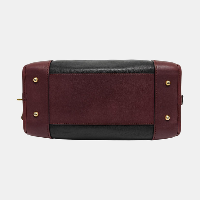 Loewe Amazona 29 Tricolor Black Burgundy Brown Leather Top Handle Bag
