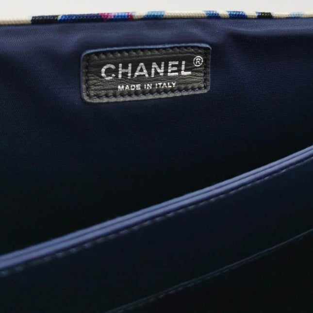 Sold Chanel Airline XXL Artsy Printed Canvas Single Flap Double Chain Bag Multicolor