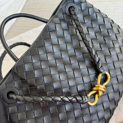 Bottega Veneta Andiamo Medium Black Intrecciato Leather Handbag