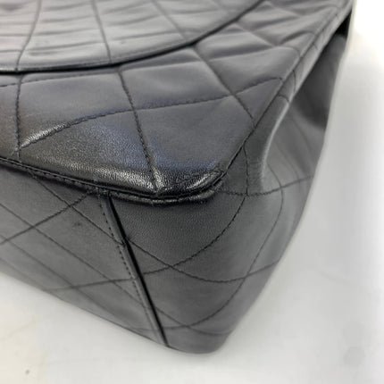 Chanel 1996 Vintage Classic Maxi Flap Black Lambskin Leather Giant CC 24 Gold Hardware