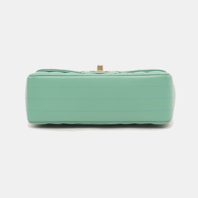 Chanel Classic Flap Mini Chevron Green Lambskin Leather Gold Hardware, 2018-2019