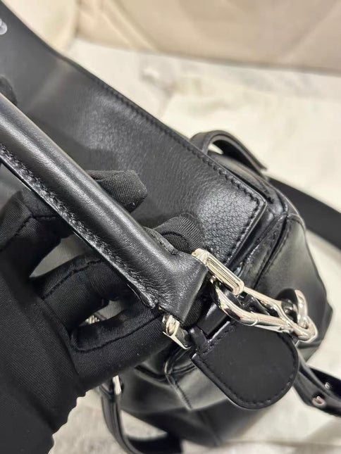 Loewe Puzzle Small Black Smooth Leather White Logo With Metal Feet 2016