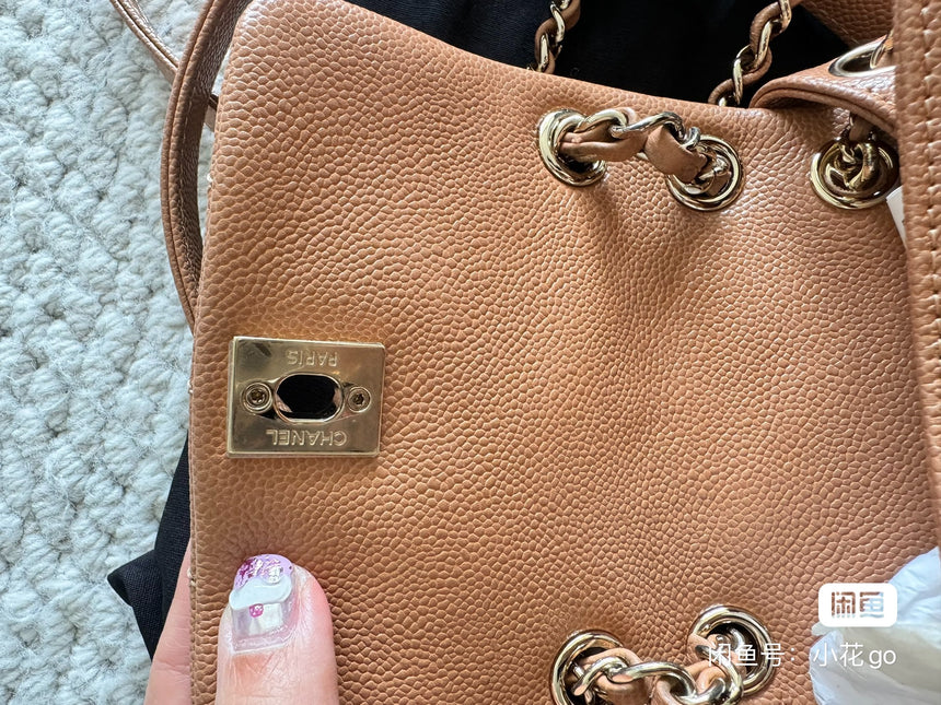 Sold Chanel 23P Small Duma Backpack Caramel Tan Caviar Leather
