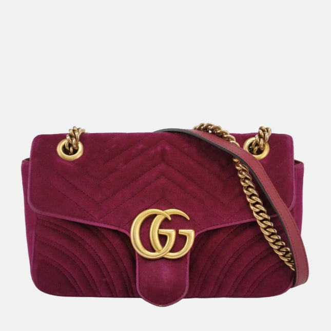 Gucci Marmont Mini Flap Pink Velvet Handbag-Luxbags