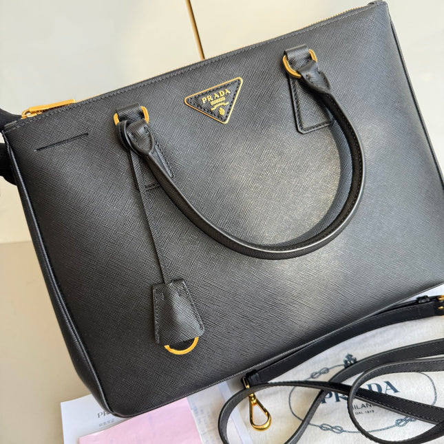 Prada Galleria Saffiano Leather Large Black with Strap