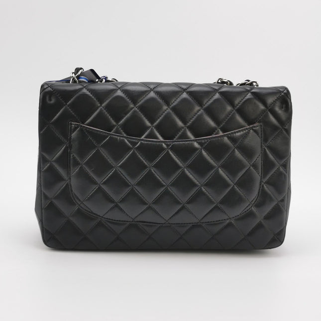 Chanel Classic Flap Jumbo Black Lambskin Leather Single Flap with Silver Hardware 2009-2010