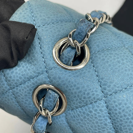 Chanel Timeless Classic Flap Medium Light Blue Caviar Leather Silver Hardware