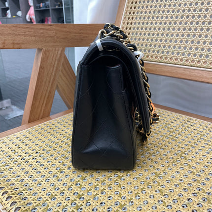 Chanel Classic Flap Jumbo Black Lambskin Leather Double Flap Gold Hardware, 2017-18