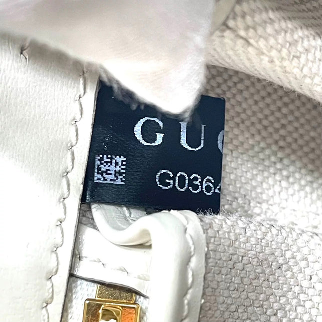 Gucci Bamboo 1947 Top Handle Bag Small White Box Leather Canvas Strap