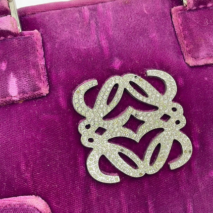 Loewe Amazona 19 Mini Handbag in Purple Velvet with Crystal Logo