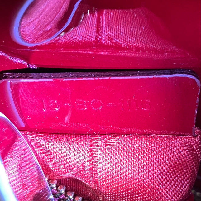 Lady Dior Mini Handbag Burgundy Red Patent Leather Gold-tone Chain Strap
