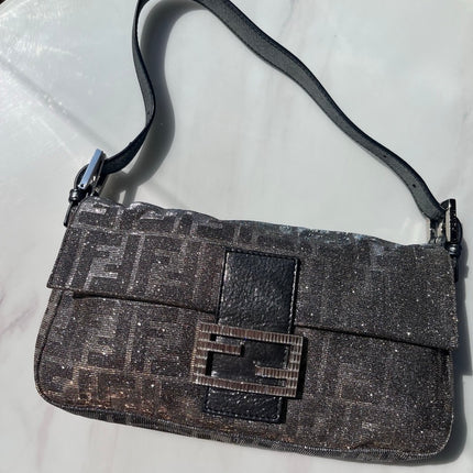 Sold Fendi Baguette Glitter Zucca Print Shoulder bag