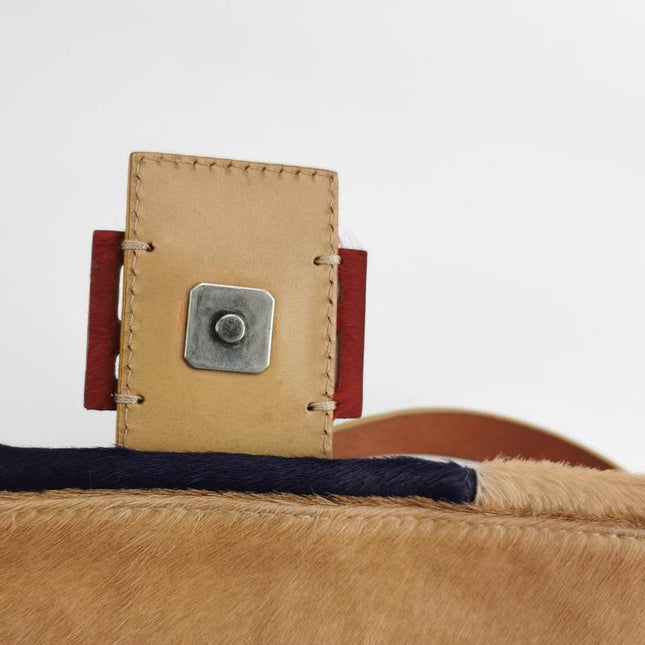 Sold Fendi Baguette Pony-style Calfskin Leather Multicolor Abstract Geometric Patchwork