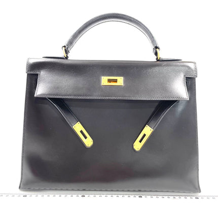 Hermes Kelly 32 Sellier Dark Chocolate Brown Box Leather Gold Hardware 1988-Luxbags