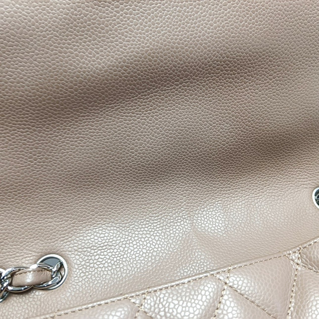 Chanel Classic Flap Jumbo 2009 Coffee Brown Caviar Leather Single Flap Silver Hardware